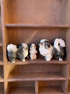 3 Estatuillas de Perro Miniatura China Hueso De Colección Negro Blanco Pekinés Japón - Imagen 1 de 9