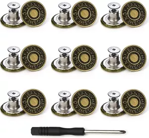 Jeans Buttons Replacement, Instant No Sew Buttons for Pants with Tool,17Mm - Picture 1 of 7