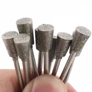10Pcs 7 mm INVERTED CONICAL Diamond Grinding Head Jade Carving Lapidary Tools - Picture 1 of 12