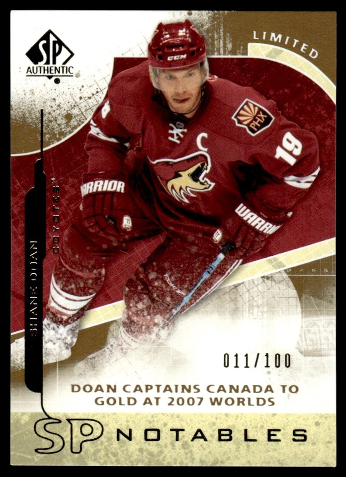 2008-09 SP Authentic Limited Shane Doan 011/100 Phoenix Coyotes #149 - Image 1 of 2
