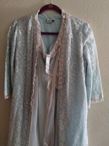 Odette Barsa For Saks Fifth Ave Vintage 60ds Peignoir Set Lt Blue Rare Find - Picture 1 of 17