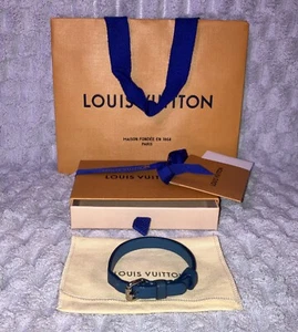 Louis Vuitton Bracelet Navy Leather Maison Fondee W/Dust Bag,Ribbon,Card,Box&Bag - Picture 1 of 20