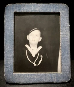 DARK FILM NOIR SAILOR OUTFIT STOIC FACE BAD BOY ~ 1940s PHOTOMATIC PHOTOBOOTH - Picture 1 of 3