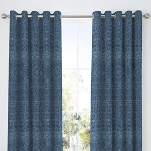 Rohini Ösenvorhänge 52% Polyester, 48% Baumwolle von Dreams & Drapes in blau - Bild 1 von 4