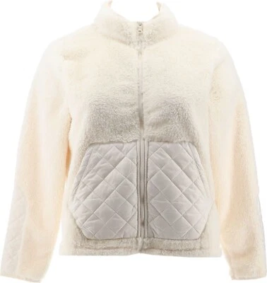 Chaqueta Isaac Mizrahi SOHO Sherpa Cremallera Frontal Cáscara de Huevo XL NUEVA SIN ETIQUETAS (77) Foto 1 de 4