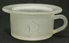 Heavy Frosted Glass 1 Handled Bowl Hat Shaped Etched Cat