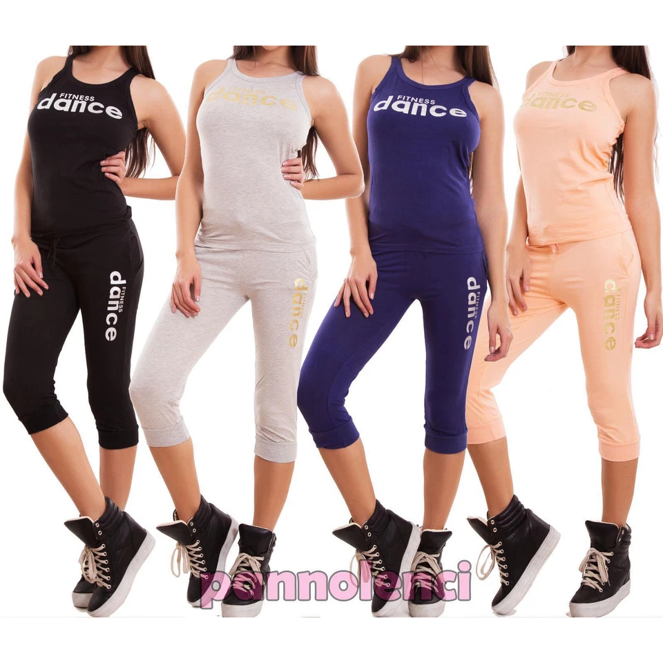 Tuta donna sport completo canotta e pantaloni capri dance fitness nuova CX-30 - Immagine 1 di 1