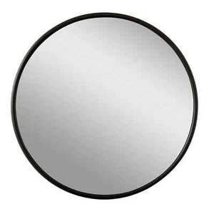 18" x 18" Black Traditional Round Wall Mirror, Sleek, Decorative Home & Office - Picture 1 of 5