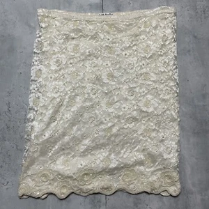 Vintage Judith Ann Plus Size Creations Skirt Beaded Sequin White Sparkles MINT - Picture 1 of 6