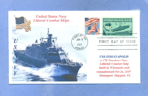 USS INDIANANPOLIS LCS-17 Littorial Combat Ship Color Photo Naval, First Day PM Cover