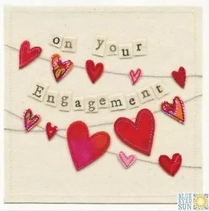 Tarjeta de compromiso Blue Eyed Sun On Your - Heart Bunting - Acabado a mano con... - Imagen 1 de 1