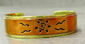 Far Fetched Copper & Brass Cut Out Sun Tribal Design Jewelry Cuff Bracelet - Picture 1 of 6