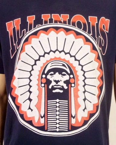 vintage 80s single stitch Illinois Fighting Illini NCAA T-Shirt Indian Head XL Cover