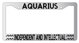 Chrome License Plate Frame Auto Accessory Aquarius Independent and Intellectual - Picture 1 of 1