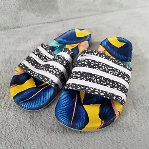 Adidas Slides Damen 10 mehrfarbige Adilette The Farm tropischer Blattdruck Sandalen - Bild 1 von 10