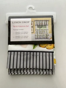 New Lemon Drop Tier And Valance Set window Curtains Achim Brand - Picture 1 of 2