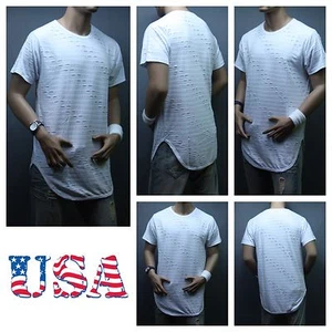 T-shirt lunga uomo maglietta estesa vintage thrasher urban tee ballerina hip hop bianca - Foto 1 di 1