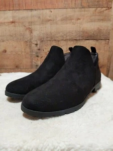 Dr Scholl's Black Suede Leather Rubber Soled Flat Bootie size 7.5 - Picture 1 of 6