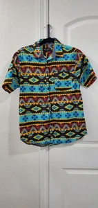 Eighty Eight Platinum Geometric Shirt Button Up Mens Small Short Sleeve Aztec - Picture 1 of 7