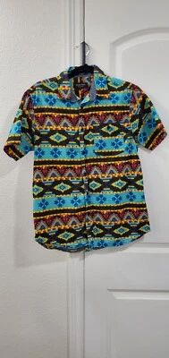 Eighty Eight Platinum Geometric Shirt Button Up Mens Small Short Sleeve Aztec - Image 1 of 4