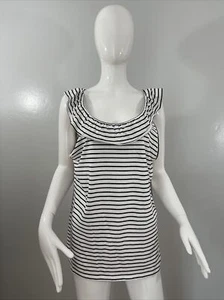 Top Charter Club para mujer sin mangas con capucha y cuello negro/blanco a rayas talla XXL  - Imagen 1 de 9