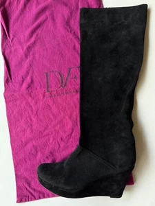 DVF Diane von Furstenberg Keilabsatz Stiefel schwarz Leder Größe 7,5 M - Bild 1 von 23