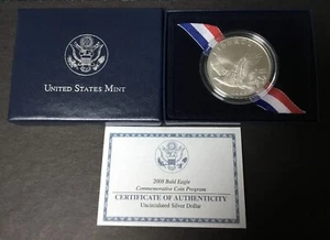 2008 BALD EAGLE COMMEMORATIVE SILVER DOLLAR PROOF WITH COA - Picture 1 of 7