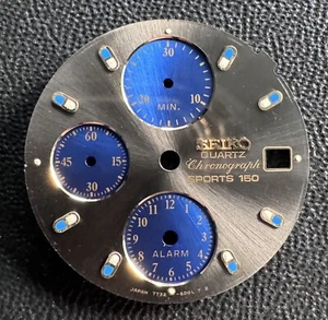 Genuine Seiko Round Watch Dial Gray With Blue Sub Second 7T32 6D0L 27 mm E11-7 - Picture 1 of 5