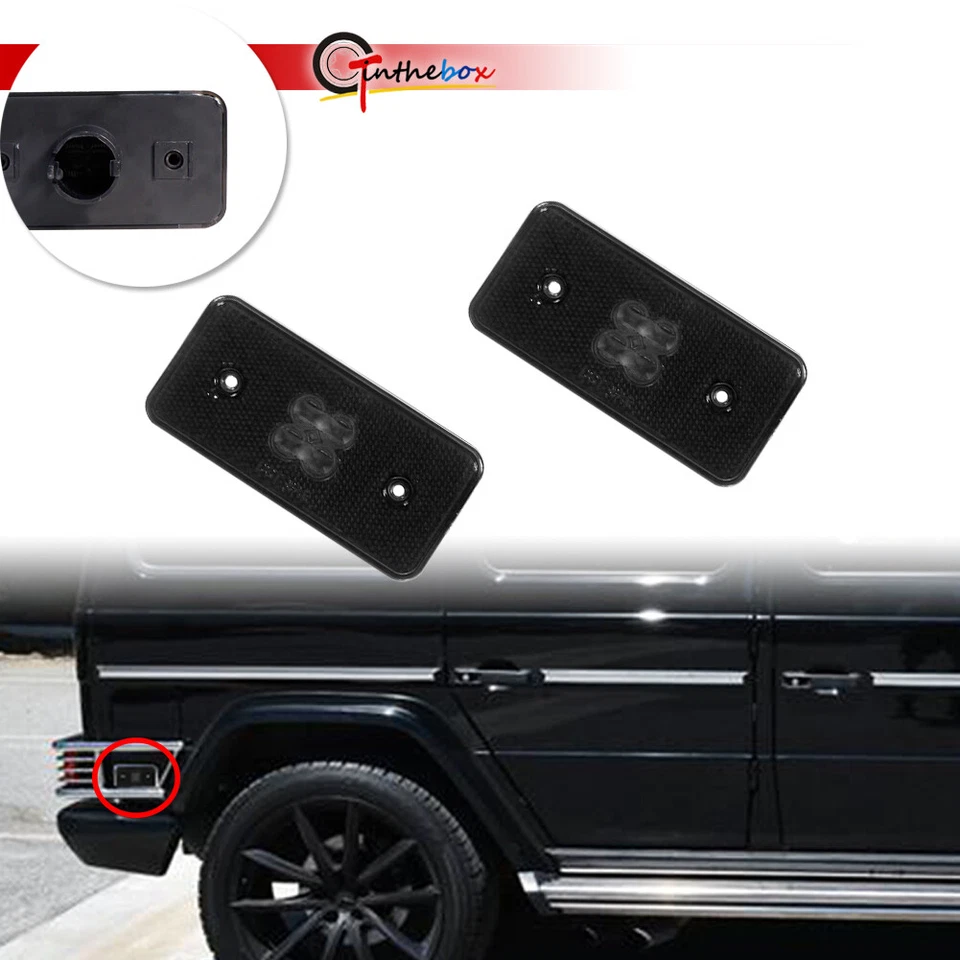 Cubiertas de carcasa de luz de señalización lateral trasera negra para Mercedes Benz G550 G500 G55 AMG Foto 1 de 4