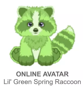 Webkinz Classic Lil' Green Spring Raccoon *Code Only* ~messaged~ - Picture 1 of 3