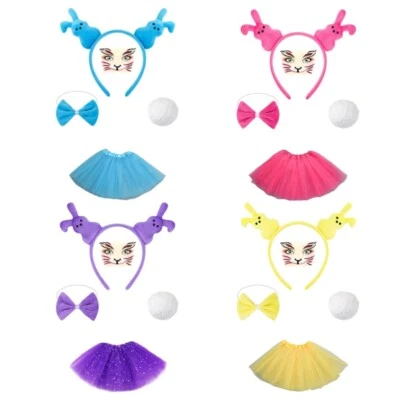 Conjunto de accesorios de disfraz de conejitos de Pascua orejas diadema, pajarita, tutús de cola Foto 1 de 4