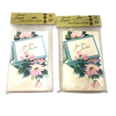 Lote Vintage de 20 Convites Diversos para Ocasiões Pensamentos Agradáveis Flores Feitas nos EUA - Imagem 1 de 4