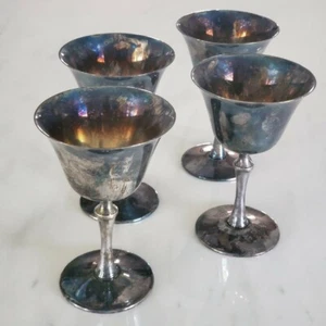EL delberti Italia - Set di 4 calici scanalati placcati argento vintage - Foto 1 di 5