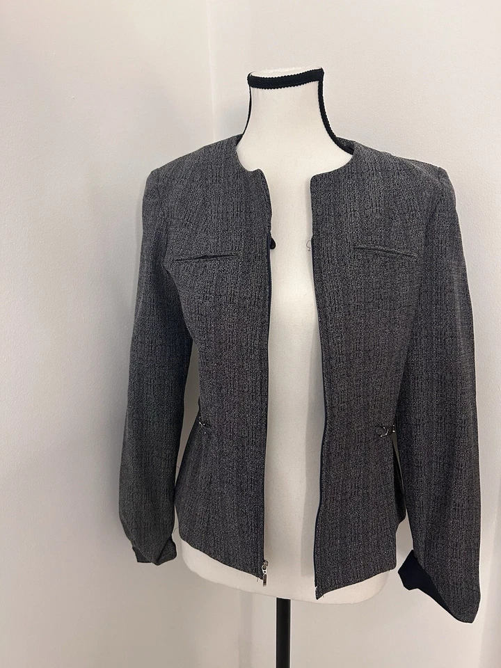 Perceptions Blazer Womens Size 4p Shell Gray Work Office Casual Jacket and Shell Foto 1 de 4