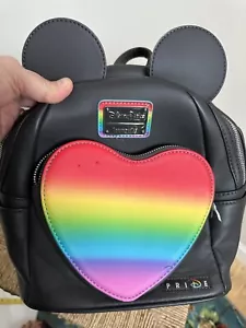 LOUNGEFLY BACKPACK RAINBOW DISNEY MICKEY Mouse Heart MINI Colorful Pride - Picture 1 of 9