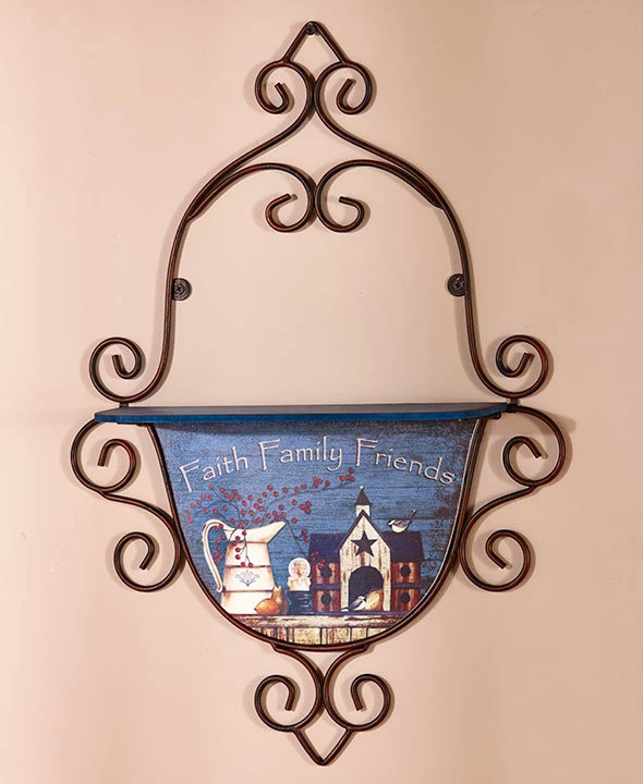 Sentiment Faith Family Friends Wall Shelf Primitive Country Berries Star Shelf  - Image 1 of 1