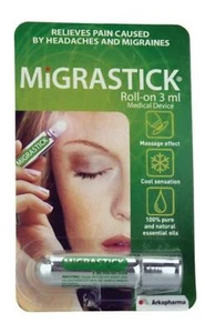 3 X NUEVO Migrastick Roll On 3 ml Migraña, Estrés y Tensión Dolor de Cabeza ozhealthexper - Imagen 1 de 1