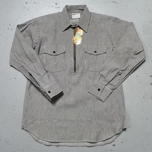 Vintage Key Imperial Hickory Stripe Zip Cotton Engineer Work Shirt Made USA NWT - Picture 1 of 11