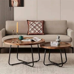2x Nesting Coffee Table Round Side Table Sofa Table Center Table Living Room Set - Picture 1 of 15