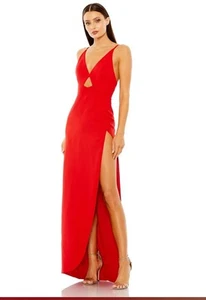 NWT (075) Mac Duggal #27434 Red Open Back High Slit Dress Sz 6 $358 - Picture 1 of 8