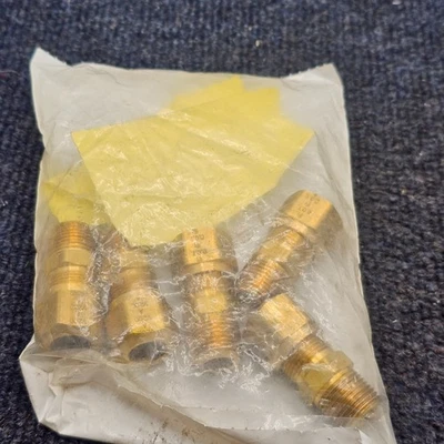 (QTY 5) Lawson Products 84271: 1/2 x 3/8 DOT Compression Brass Male Connector - Изображение 1 из 4