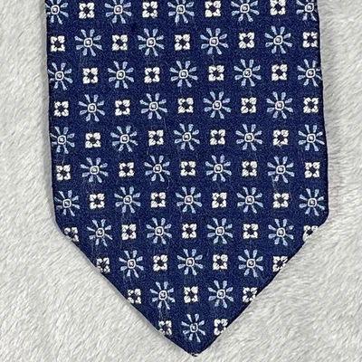 Brooks Brothers 346 Pure Silk Necktie Blue Floral Flower Pattern - Imagem 1 de 4