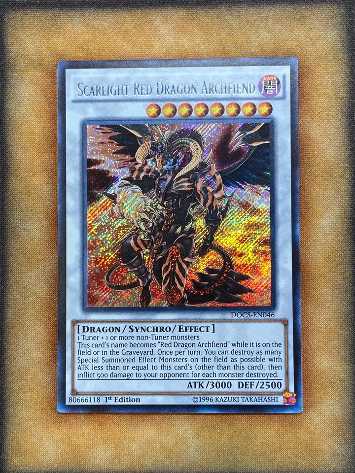 Yugioh Dragón Rojo Escarlata Archidemonio DOCS-EN046 Secreto Raro 1ª Edición Casi Nuevo Foto 1 de 1