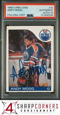 1985 O-PEE-CHEE #12 ANDY MOOG OILERS PSA AUTHENTIC DNA AUTO 10 - Image 1 of 2
