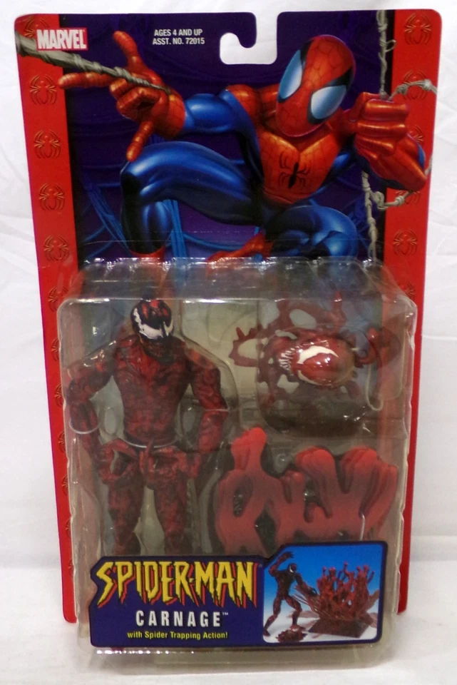 Toy Biz Marvel Spider-Man Carnage 2004 con trampa de araña figura de 6" nueva Foto 1 de 4