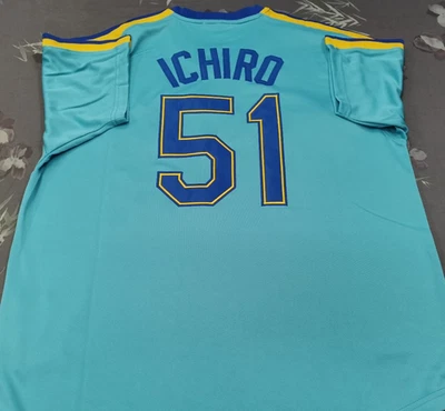 VINTAGE Ichiro Suzuki #51 Mariners Throwback Pullover Light Blue Sewn Jersey. - Image 1 of 4