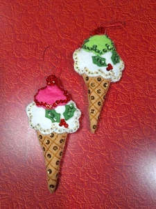 Vintage Mid Century 70er Bucilla Eistüten Weihnachtsleckereien Ornamente #2337 - Bild 1 von 6