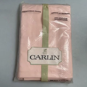 Vintage Carlin King Pair Pillowcase Pink No Iron Dacron Cotton Blend NOS USA - Bild 1 von 7