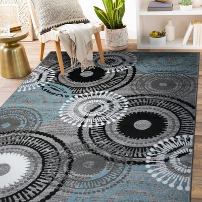 Rugshop Area Rug Contemporary Circles Rugs for Living Room 5x7 - Image 1 of 2