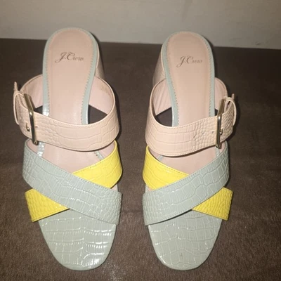 J. Tacones Crew Stella Color-Block Cuero Hebilla Dorada 9.5 Foto 1 de 4